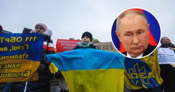 Putin and Ukrainian protestors