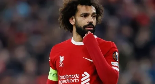 Mohamed Salah of Liverpool on the pitch during the UEFA Europa League 2023/24 match between Liverpool FC and LASK at Anfield