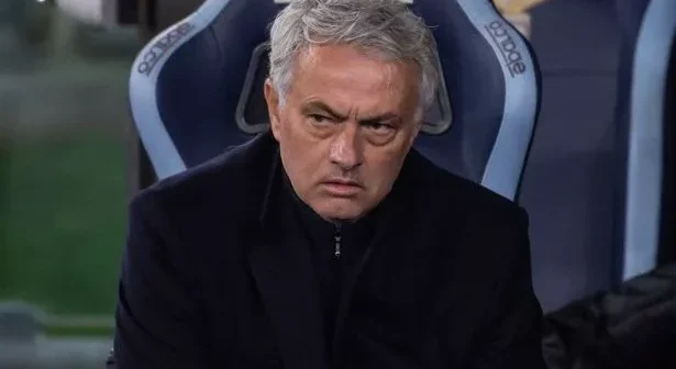Jose Mourinho manager of AS Roma during the Coppa Italia quarter-finals match between SS Lazio and AS Roma at Stadio Olimpico on January 10, 2024