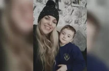 Louise and her son Jayden who was found wandering in the road after being dropped off at school