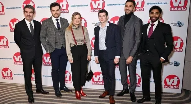 Brahmdeo Shannon Ramana, Jay Kontzle, Lewis Cope, Emma Atkins, Lawrence Robb and Jeff Hordley attended the TV Choice Awards 2024 tonight