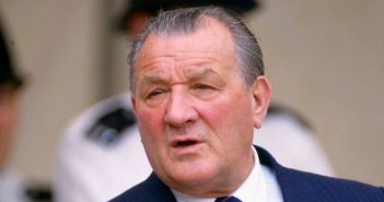 Bob Paisley watches the 1983 Charity Shield match between Liverpool and Manchester United